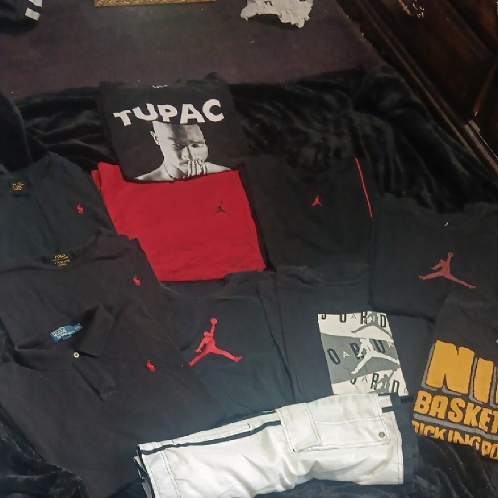 Assorted Graphic & Logo Tees and Polo Bundle - Black, Red, White